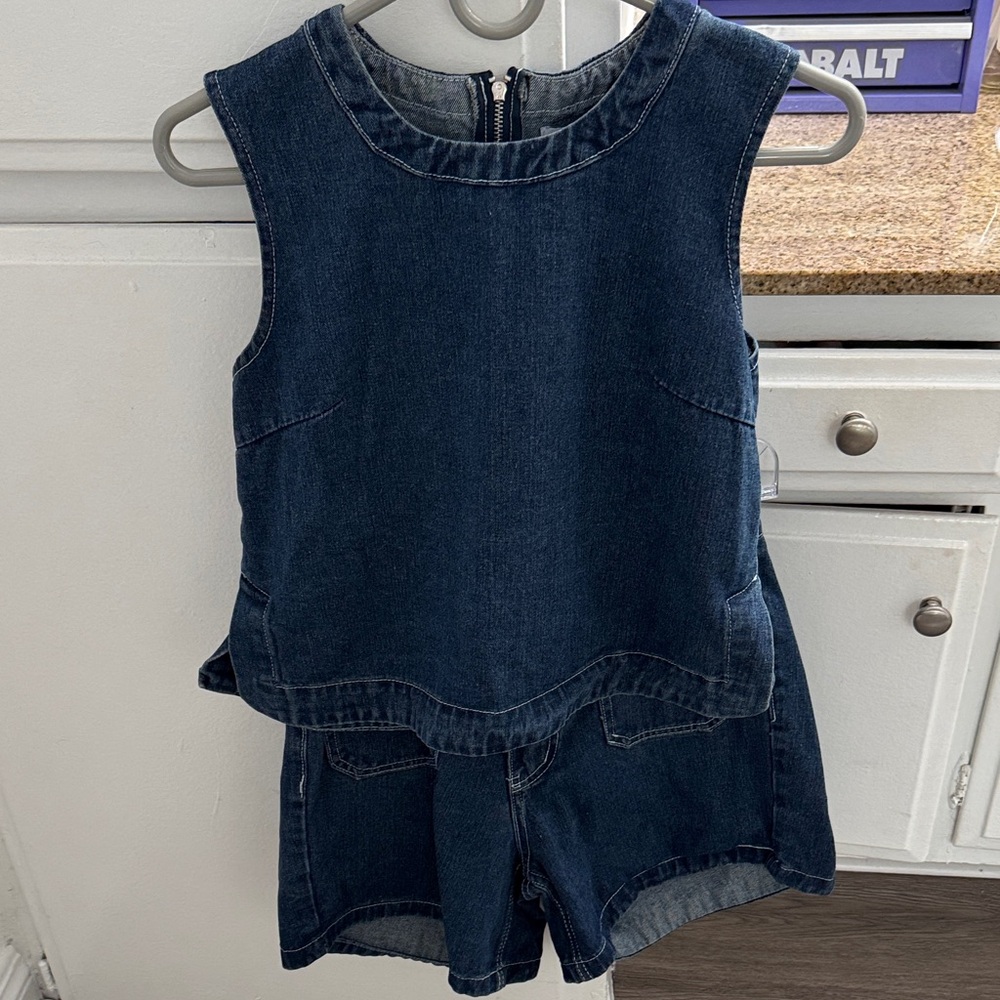 Petal & Pup Dark Blue Denim Sleeveless Romper